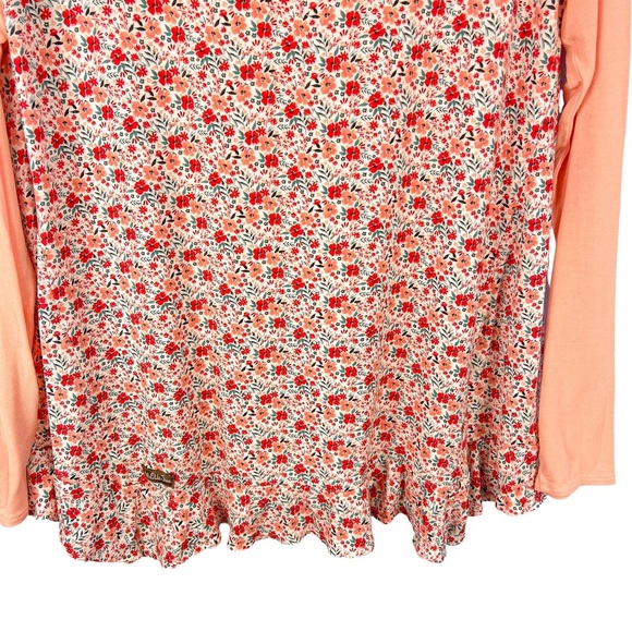 Matilda Jane Sing it Out Floral Print Casual Top Size Small Ruffle Hem Pink - Picture 8 of 10